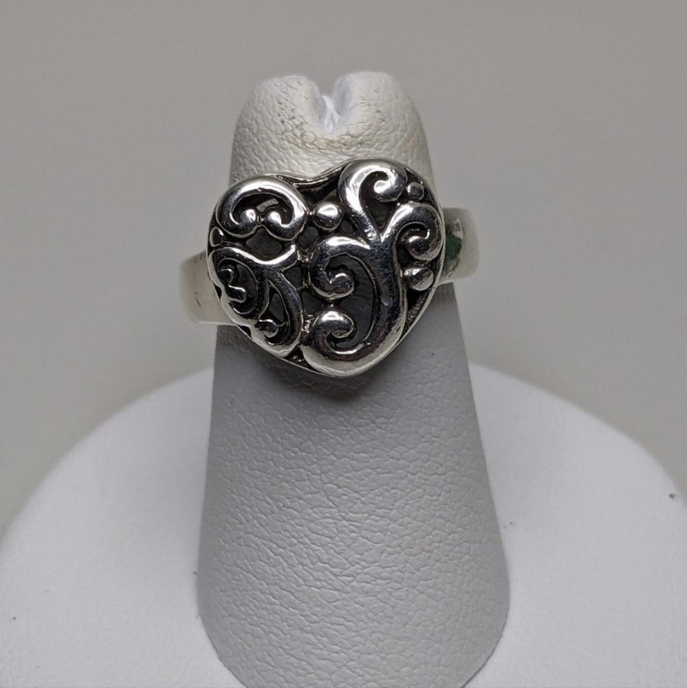 Vintage Sterling Silver Heart Ring sz-5